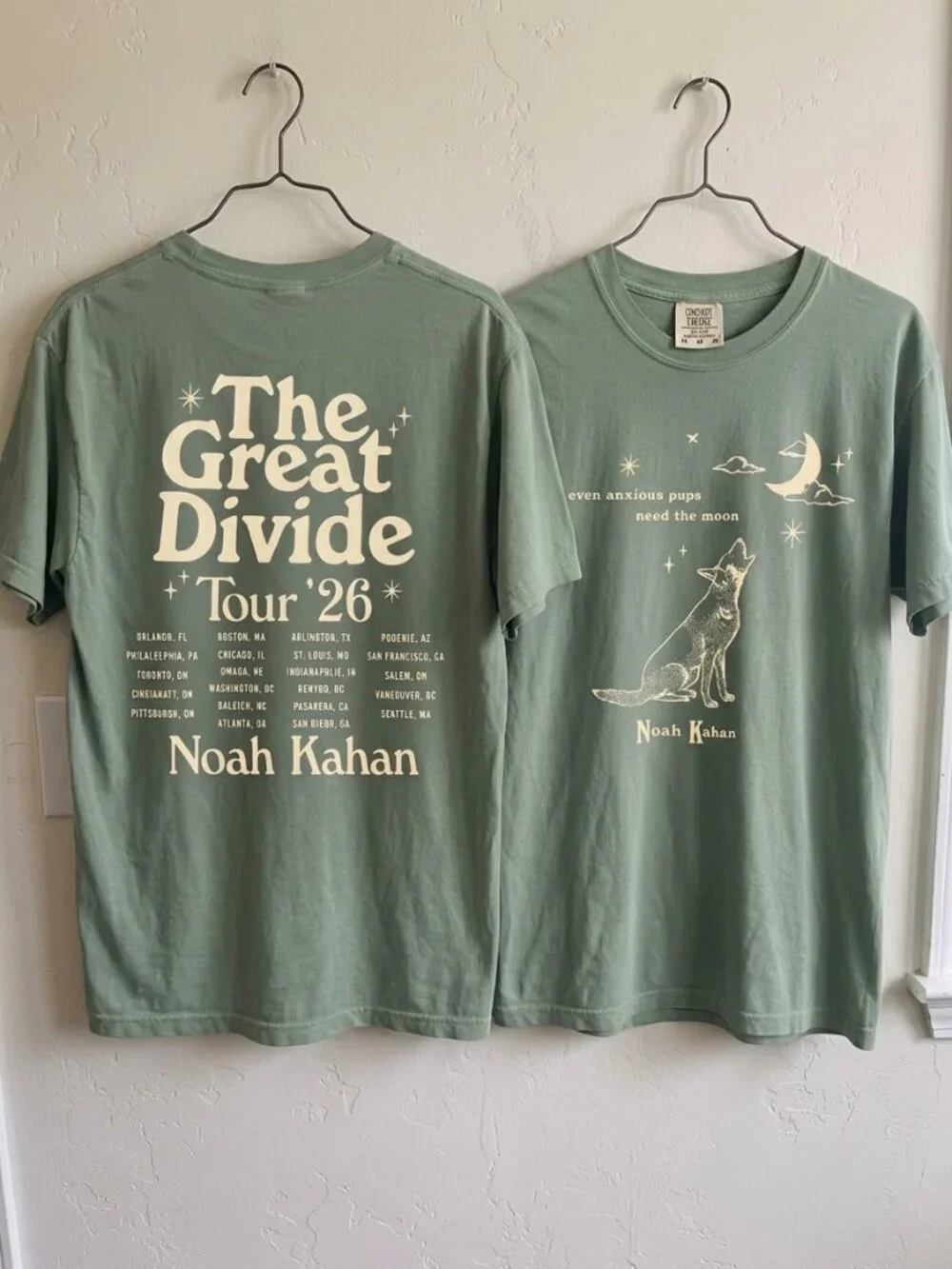 Noah Kahan The Great Divide Tour 2026 North America Orbiter Howling Pup T-Shirt